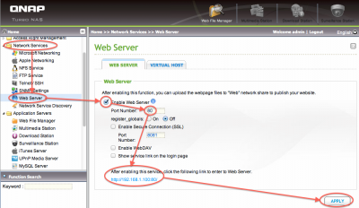 QNAP - Activeer de Web-Server voor phpMyAdmin