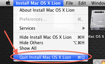 Mac OS X Lion Installatie afbreken (menu)