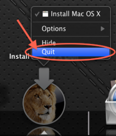 Mac OS X Lion Installatie afbreken (dock)