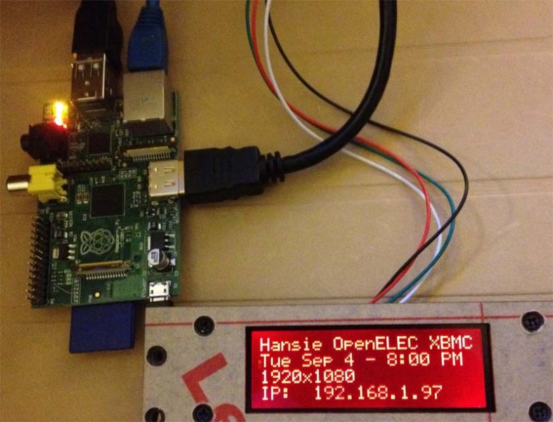 Raspberry Pi met OpenELEC XBMC en een HD44780