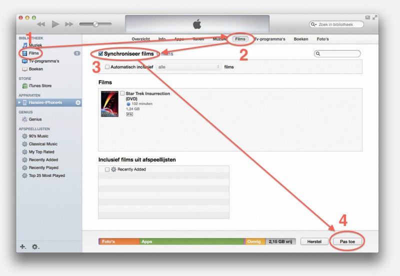 iTunes - Films Synchroniseren