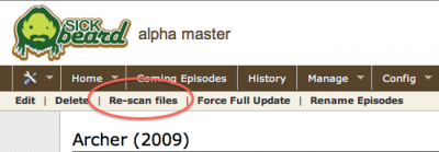Sick Beard - Re-Scan bestanden om de specials te vinden