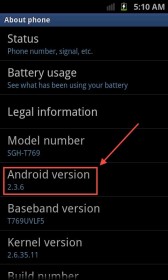 Android versie informatie voorbeeld