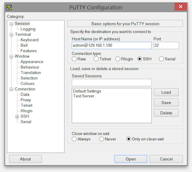 Windows - PuTTY - Secure Shell - Opzetten van een verbinding