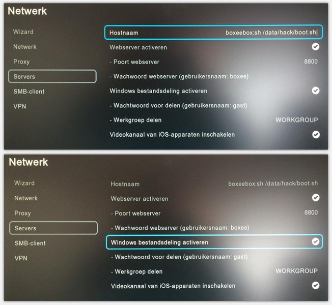 Boxee Box - Netwerk Server instellingen