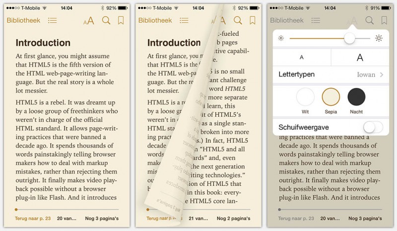 iBooks - ePUB pagina, bladeren en weergave instellingen