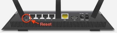 NetGear R7000 - Reset knop aan de achterkant van de router