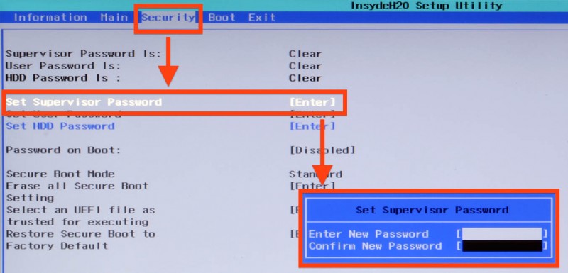 UEFI BIOS - Supervisor Password