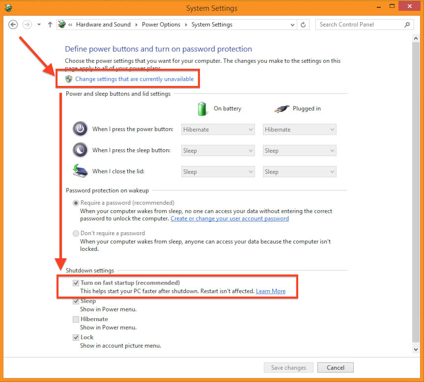 Windows 8.1 - Energie beheer - Fast Boot uitzetten