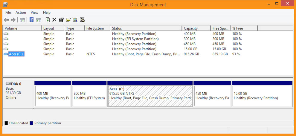 Windows 8.1 - Disk Management (Schijfbeheer)