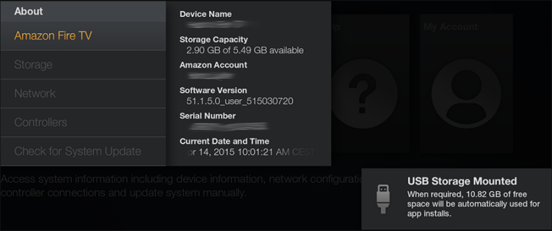 Amazon Fire TV 1.5 mount de USB drive!