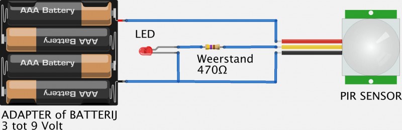 Simpele PIR sensor test opstelling