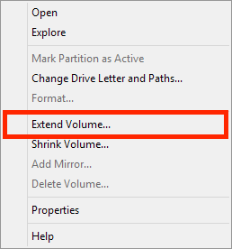 Disk Management - Kies "Extend Volume"
