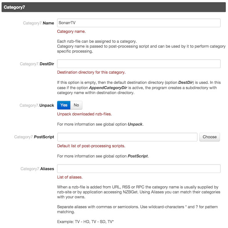 NZBGet - Een categorie voor Sonarr