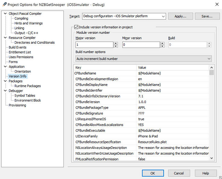 AppMethod - Versie Info laat de Info.plist info zien