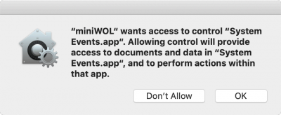 miniWOL - MacOS: Toegang tot System Events