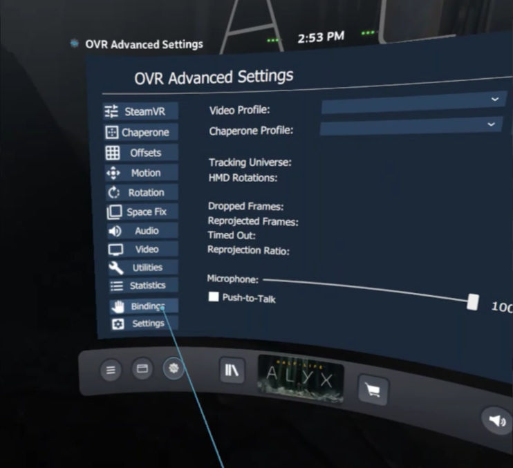 OpenVR Advancedsetting - Bindings nodig voor het koppelen van de screenshot functie