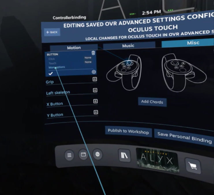 OpenVR AdvancedSetting - More Options voor de "Long" optie
