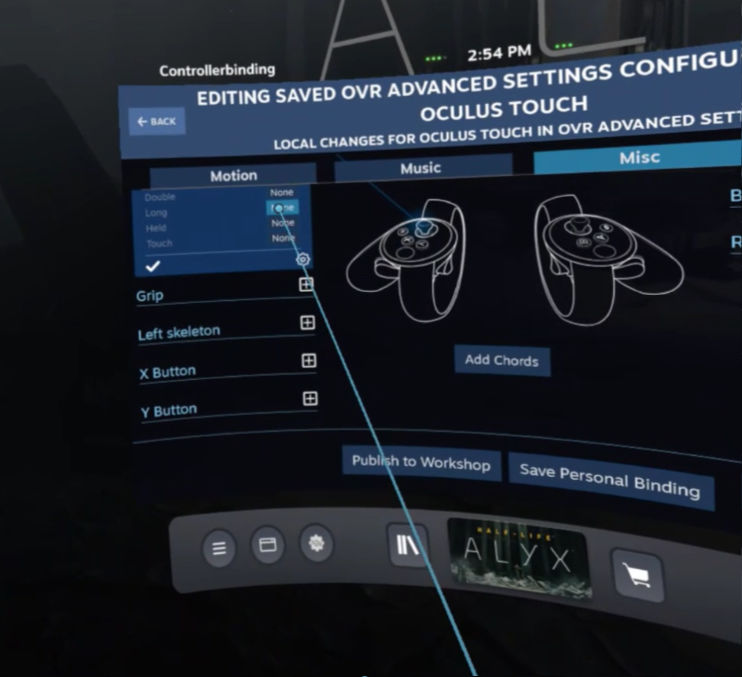 OpenVR AdvancedSetting - Lang (Long) ingedrukt houden voor screenshots