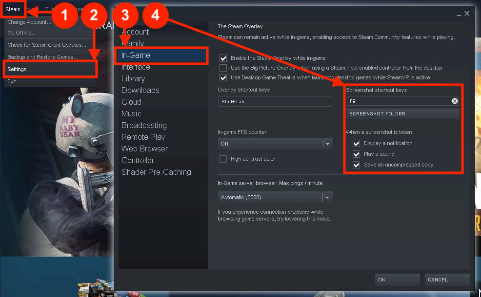 Steam - Een andere toets kiezen voor screenshots