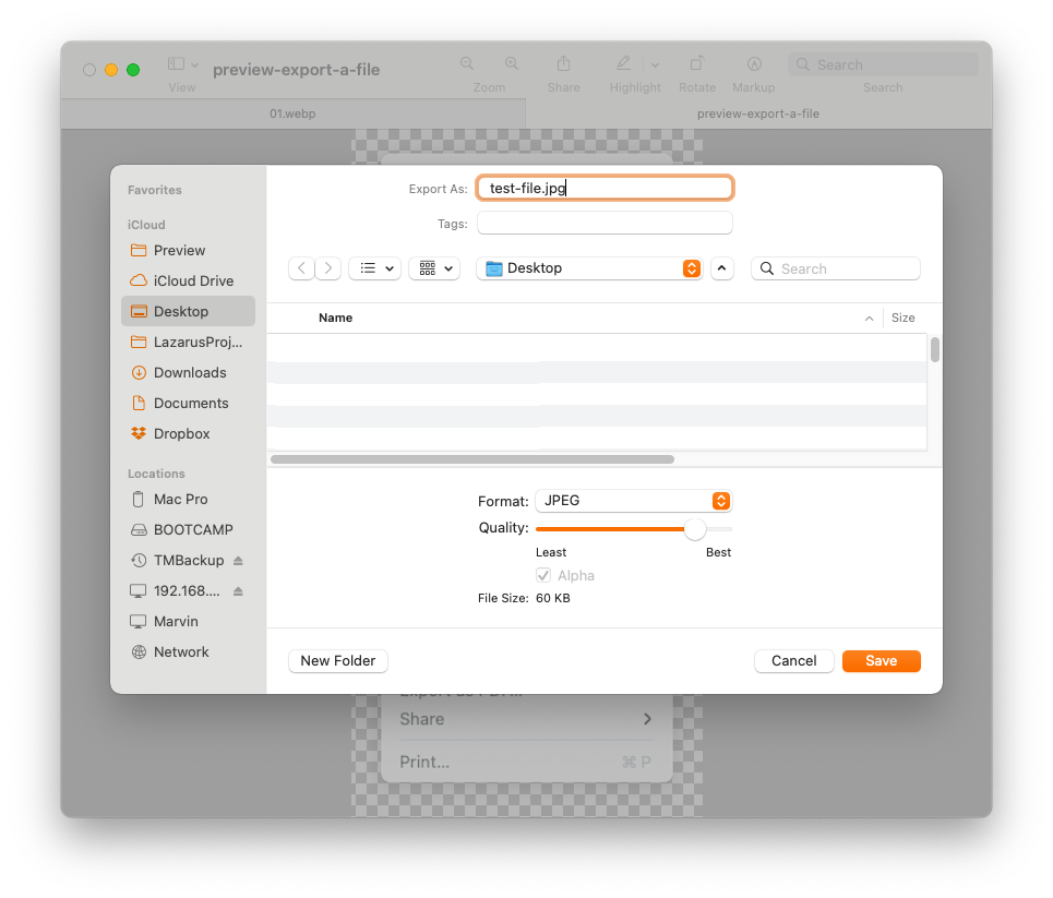 Preview - Export Bestandsdialoog